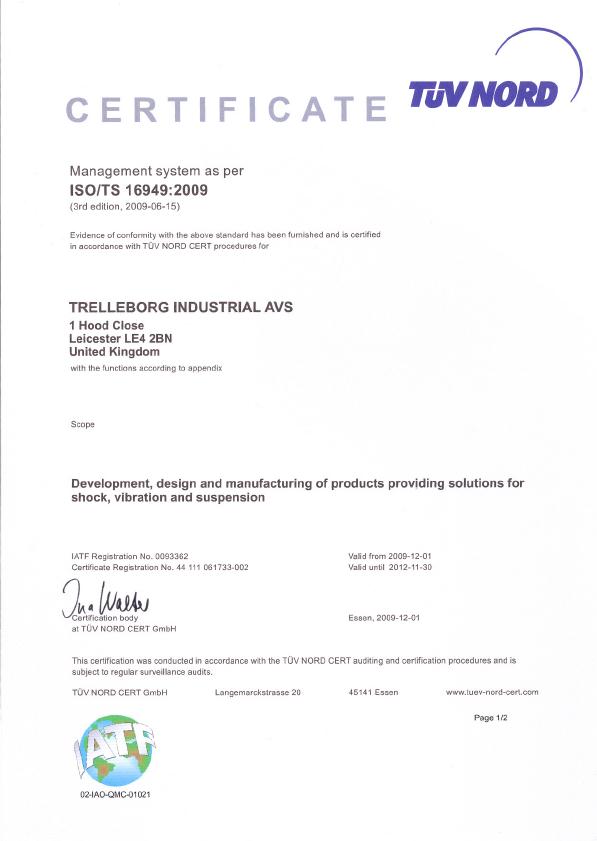 TRELLEBORG сертификат ISO/TS